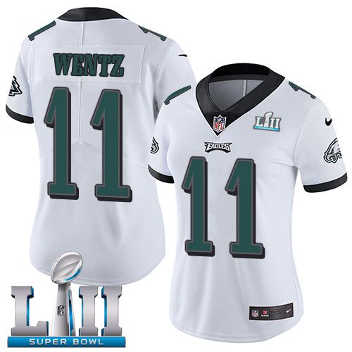Women Philadelphia Eagles #11 Wentz White Limited 2018 Super Bowl NFL Jerseys->philadelphia eagles->NFL Jersey